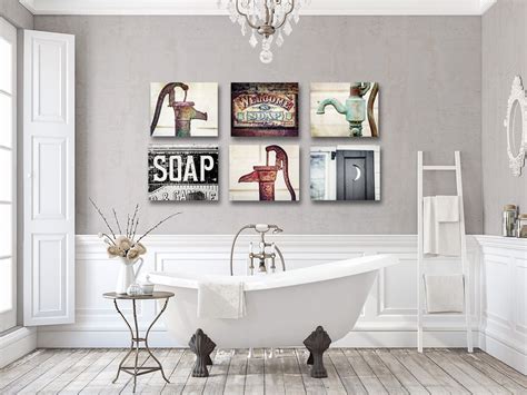 Rearranging your bathroom wall decor will bring refreshment to the complete interior of your house. Artwork for Rustic Bathroom Wall Decor Farmhouse Bathroom