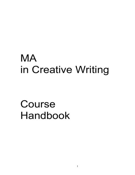 Ma In Creative Writing Handbook