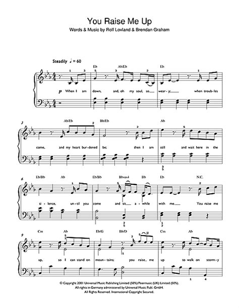 Westlife You Raise Me Up Sheet Music Notes Chords Download Printable