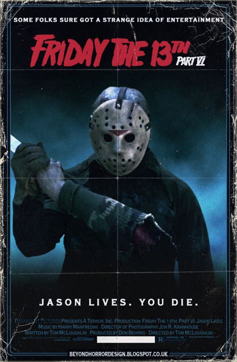 Jason Lives Friday The 13th Part Vi 1986 Fan Poster Halloween Horror Movies Horror Movie
