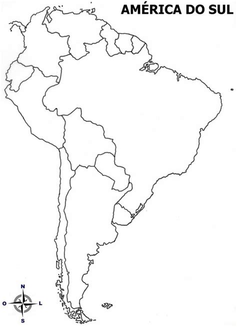 Desenhos do Mapa da América do Sul para Imprimir e Colorir