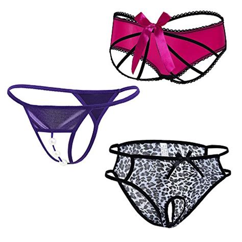 buy vivly bodas women s cage back bow panties pearl thong crotchless underwear variety pack