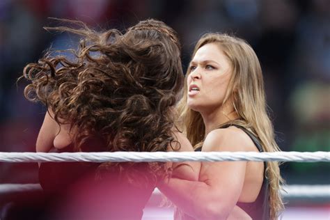 Watch Ronda Rousey The Rock Confront Stephanie McMahon HHH At