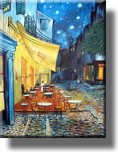 Caf Terrace At Night By Vincent Van Gogh Picture On Stretched Canvas