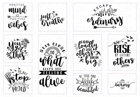 Clip Art And Image Files Inspirational Quotes Svg Bundle Positive Sayings