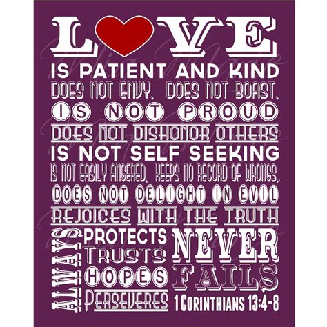 Love Is Patient Scripture Art 1 Corinthians 13 Christian Etsy