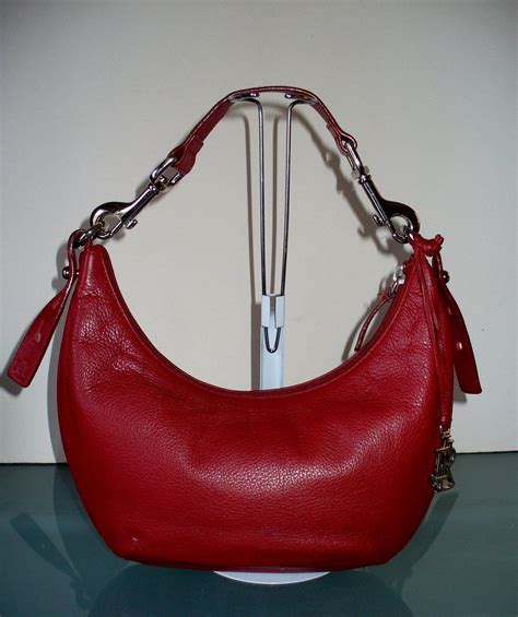 Vintage Ralph Lauren Cherry Red Leather Hobo Style Purse By