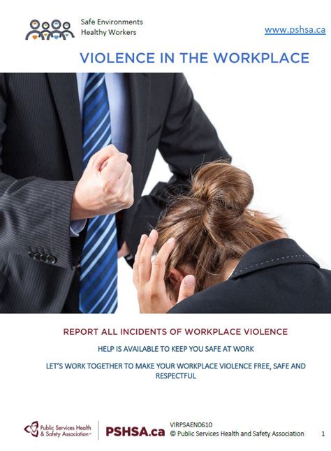 Public Services Health And Safety Association Violence In The Workplace Poster