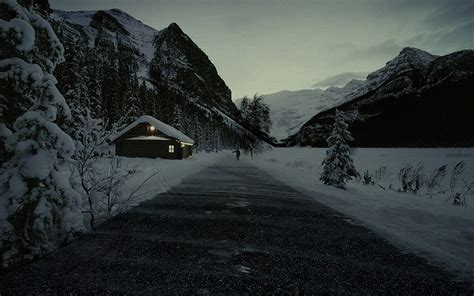Online Crop Hd Wallpaper Creepy Mountains Winter Snow Roads Cabin