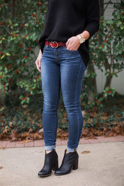 sugarplum style tip how to wear ankle boots with skinny jeans booties outfit outfit jeans