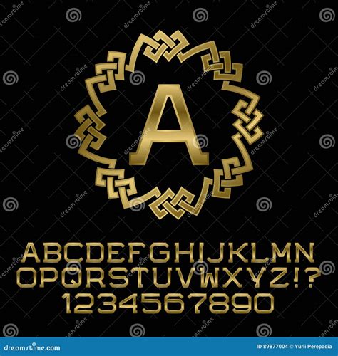 Golden Angular Letters And Numbers With A Initial Monogram Stock
