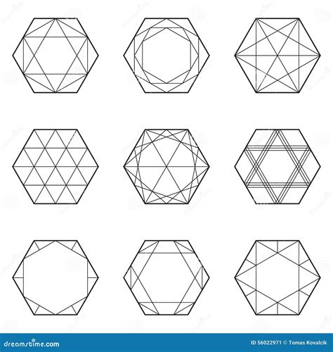 Set Of Geometric Elements Line Design Hexagon Stock Vector