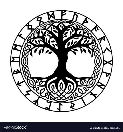Yggdrasil The Tree Of Life Vikings Symbol Vector Image