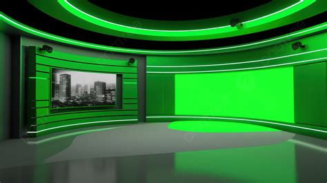 شاشة خضراء معززة ثلاثية الأبعاد استوديو تلفزيون غرفة الأخبار غرفة