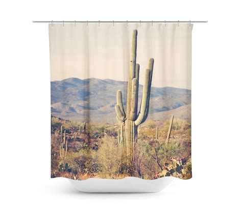 Cactus Shower Curtain Desert Home Decor Rustic Bathroom Etsy