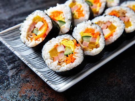 Apr 20, 2015 · kimbap is korean seaweed rice roll that is made with seasoned rice and various veggies and meat that's rolled in dried seaweed (kim). Kimbap (Korean Seaweed Rice Rolls) Recipe | Recipe ...