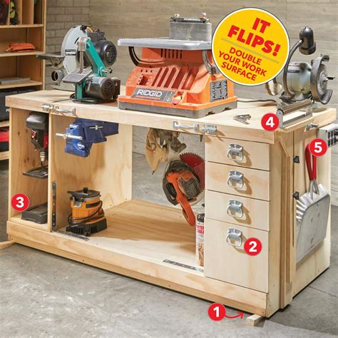 How To Build A Space Saving Flip Top Workbench Workbench Designs