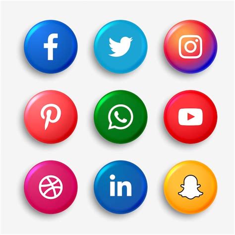 Conjunto De Botones De Logotipo De Redes Sociales Vector Gratis