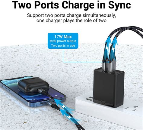 Vention Two Port Usb A C Wall Charger W Usb A Qc W Type C Pd