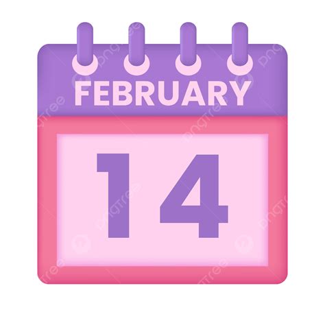 14 February Valentines Day Calendar Icon Valentines 14 February