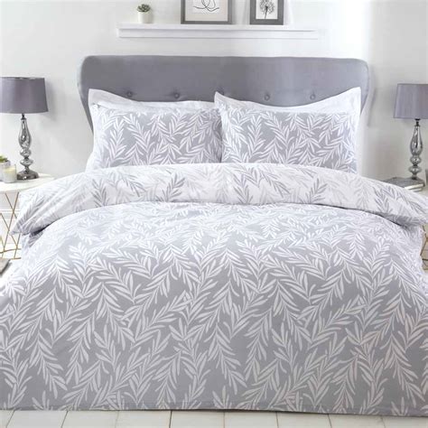 Sleepdown Leaf Duvet Set Grey King Wilko