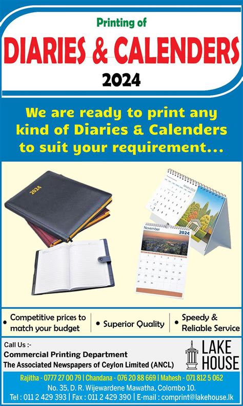 Daily News Printing Of Diaries And Calenders 2024 Contact