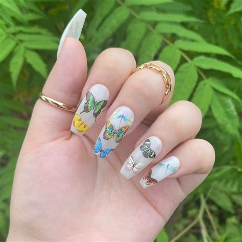 Butterfly Press On Nails Fake Nails Glue On Nails Stick Etsy