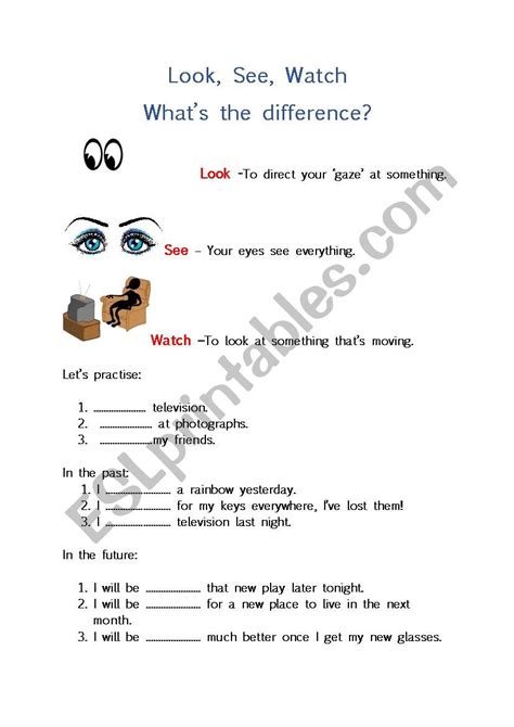 Look See Watch What´s The Difference Esl Worksheet By Melanie64