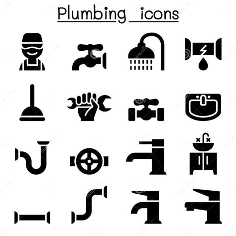 Plumbing Icons Set Stock Vector Illustration Of Faucet 98128690