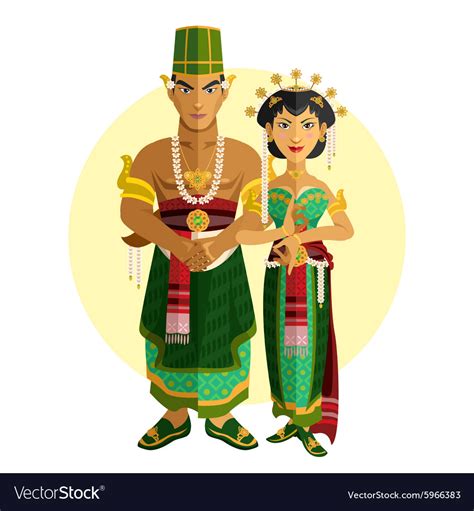 Indonesian Central Java Wedding Ceremony Vector Image
