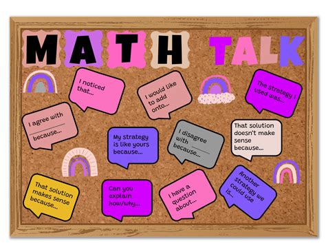Boho Rainbow Theme Math Talk Bulletin Board Poster Set