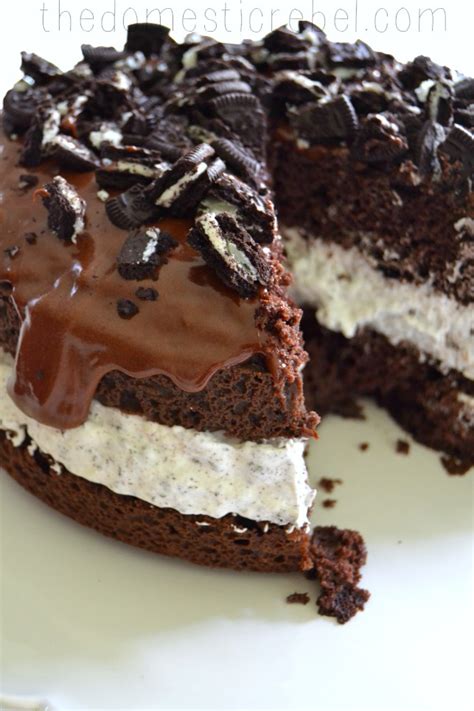I love making cake recipes with oreos. Oreo Overload Cake | The Domestic Rebel