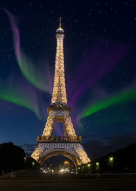 Eiffel Tower With Northern Lights By Jason Stevens Photography Via