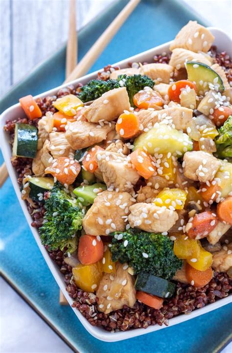 Chicken And Vegetable Stir Fry Quinoa Bowls Recipe Runner