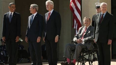 George Bush Library Us Presidents Gather For Dedication Bbc News