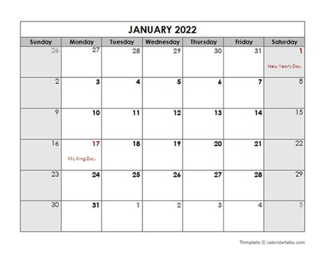 2022 Calendars With Holidays Printable Free Letter Templates