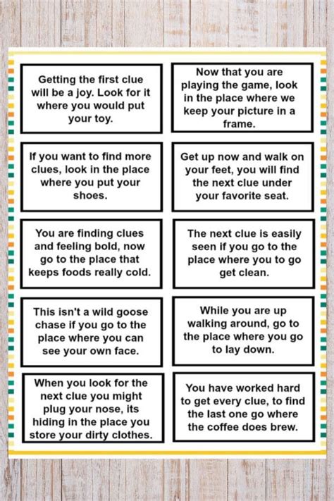 These printable treasure hunt clues for kids are a fun and easy kids activity. Treasure Hunt Clues for Kids | Kids scavenger hunt clues ...