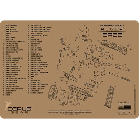 Ruger Sr22 Schematic Handgun Mat Cerus Gear