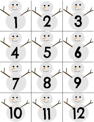 Winter Snowman Number Cards With Images Winter Classroom Activities