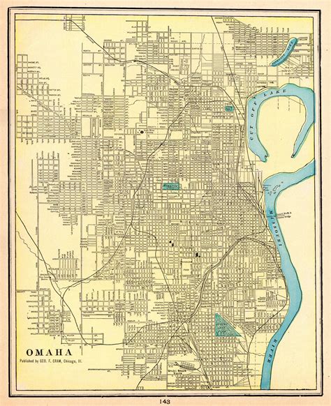Antique Omaha Map Of Omaha Nebraska 1901 Vintage Atlas Map