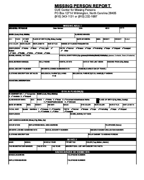 2022 Missing Person Report Form Fillable Printable Pdf And Forms