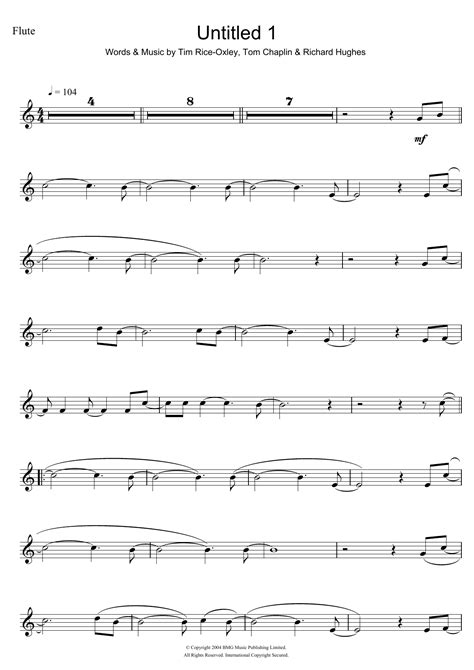 Untitled 1 Sheet Music Keane Flute Solo