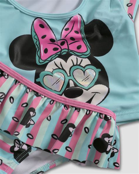 Riachuelo Biquini Infantil Minnie Manga Longa Verde Disney