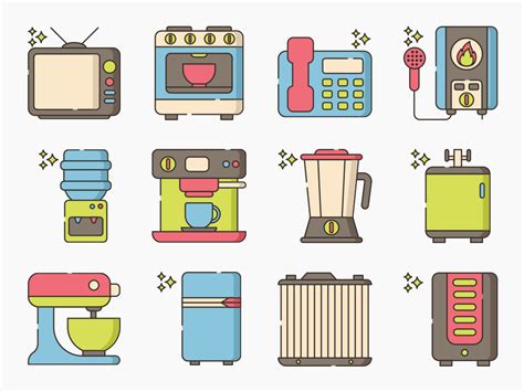 60 Home Appliance Icon Set Flat Icons