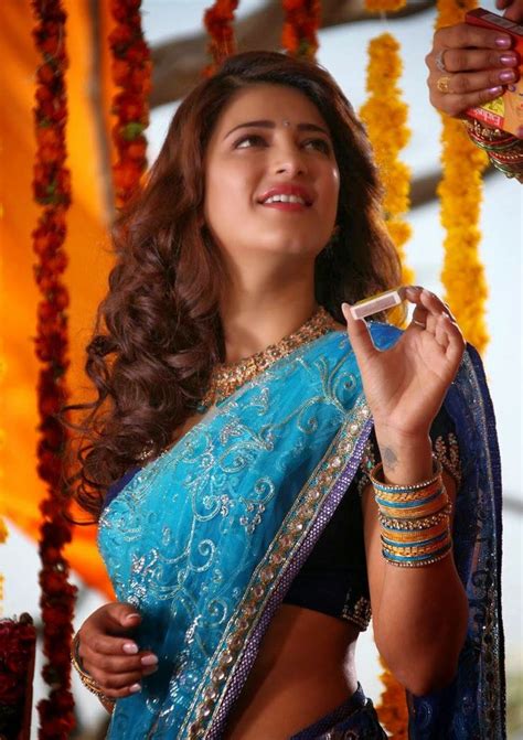 Shruti Hassan Spicy Hip Navel Photos In Blue Saree Actresses Shruti