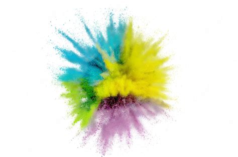 Premium Photo Colored Powder Explosion On A White Background