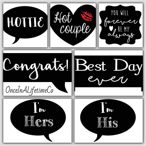 Set Of 19 Wedding Photo Booth Props Digital Anniversary Signs Etsy
