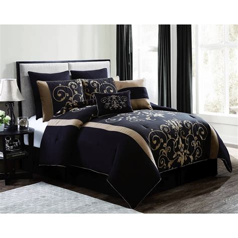 Geneva Home Cassandra 8 Piece Comforter Set Size King Color Black