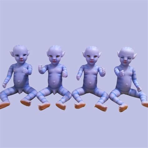 12 Inches Mini Avatar Reborn Baby Dolls 30cm Full Vinyl Body Anime Blue