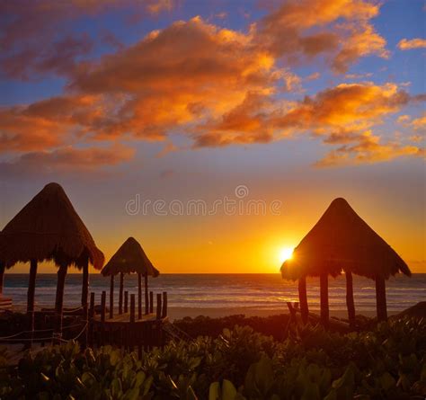 Cancun Sunrise At Delfines Beach Mexico Stock Photo Image Of Hotel